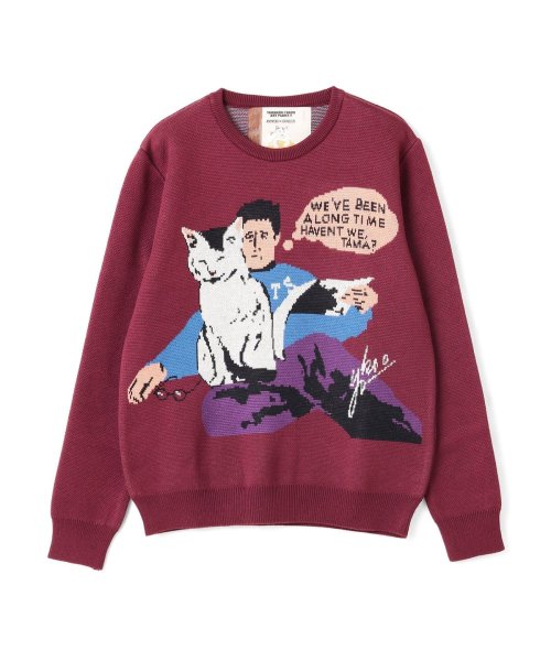 画像1: TOKYO CULTUART by BEAMS 横尾忠則 × 編み物☆堀ノ内 / TAMA Knit Sweater WINE (1)